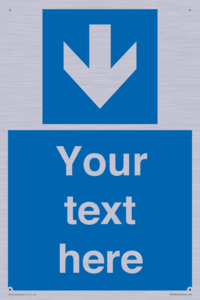 Custom Mandatory directional sign, blue arrow down